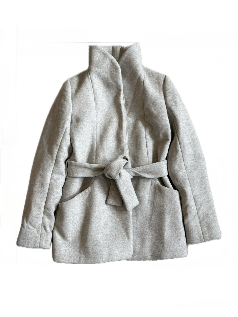 Aritzia Women's Belted Wool Blend Pea Coat Light Grey Medium